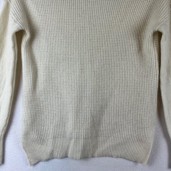 Halogen Womens V-Neck 100% Cashmere Sweater XS Cream Textured Knit Long Sleeve - Picture 12 of 13
